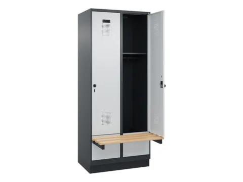 locker met bank,HxBxD 1950x800x815mm,2vak,vak B 400mm,draaigrendel