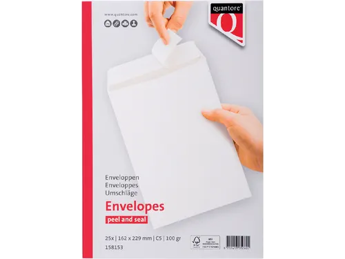 Envelop Quantore Bank C5 162x229mm Wit Zelfklevend