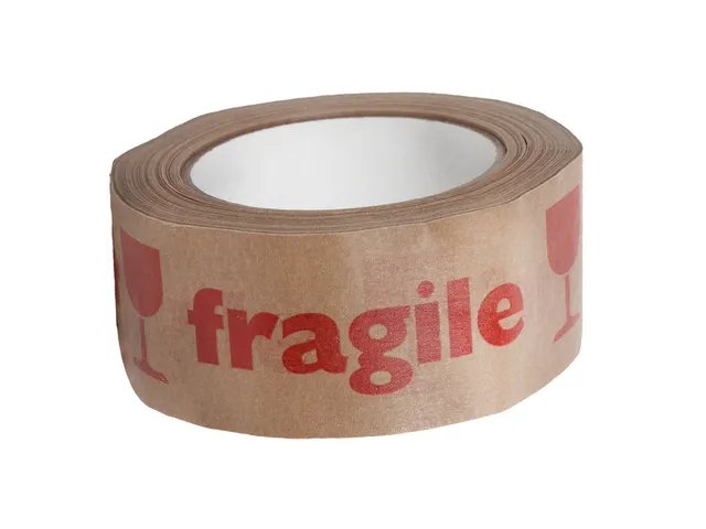 Waarschuwingstape IEZZY 50mmx50m 80% gerecycled papier bruin rood