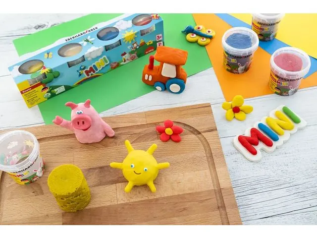 Kinderklei Eberhard Faber in beker,140gr wit, geel, rood, blauw