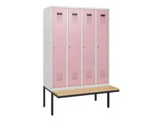 locker met bank,HxBxD 1950x1200x815mm,4vak,vak B 300mm,cilinderslot - 2