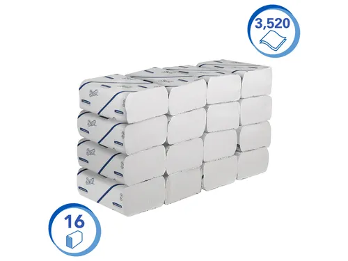 Handdoek Scott i-vouw 2-laags 212x186mm 16x220stuks wit 6609