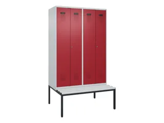 PBM-locker met bank,HxBxD 2120x1200x815mm,4vak,vak B 300mm - 2