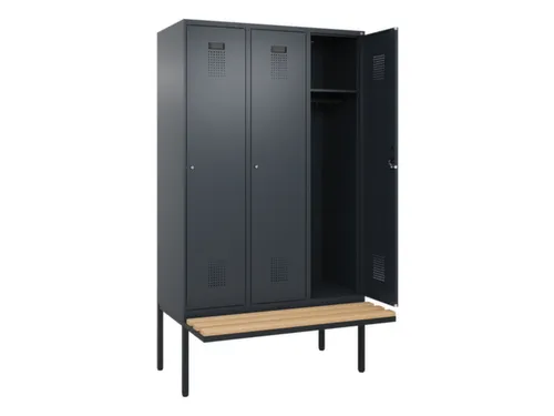 locker met bank,HxBxD 2120x1200x815mm,3vak,vak B 400mm,cilinderslot