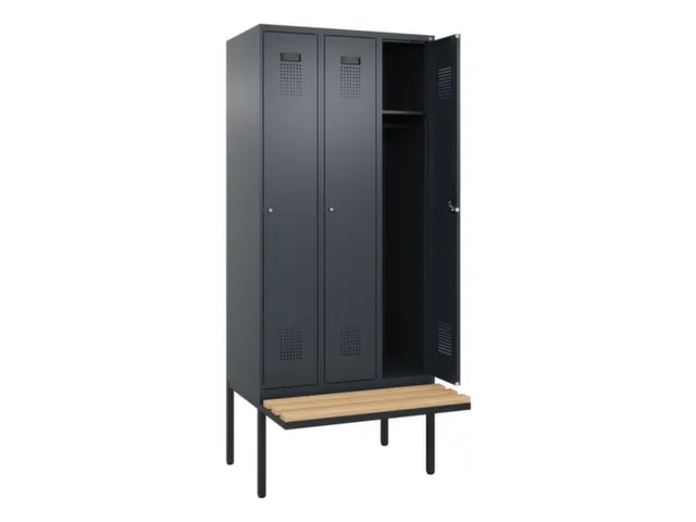 locker met bank,HxBxD 2120x900x815mm,3vak,vak B 300mm,cilinderslot