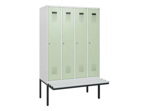 locker met bank,HxBxD 1950x1200x815mm,4vak,vak B 300mm,cilinderslot