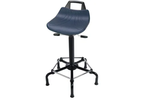 Draaikruk 590-710mm Pu Blauw Neiging Gasveer Zwart Voetkruis Glijders