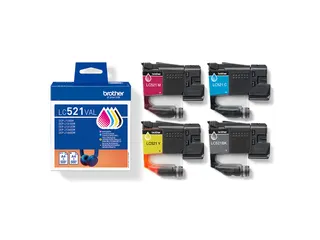 Brother LC-521 Inktcartridges Zwart + 3 Kleuren - 1