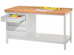 werkbank,HxBxD 900x1500x700mm,onderstel/romp RAL7035,front RAL7035