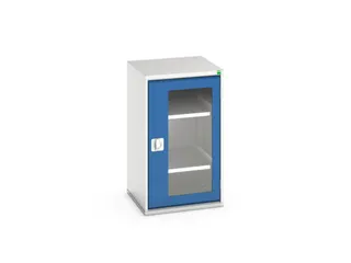 vitrinekast 900x525x550mm 2xStalen bodem romp RAL7035 front RAL5010 - 1