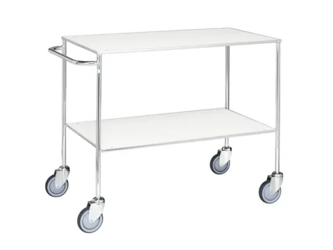 Tafelwagen,Draagverm. 150Kg,2Xstaalplaat,Staaletage,Zilverkleurig