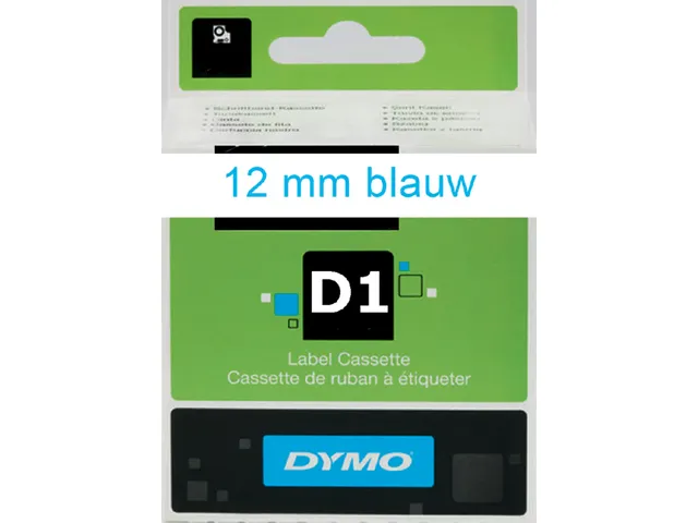 Labeltape Dymo 45014 D1 S720540 12mmx7m blauw op wit