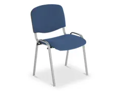 Bezoekersstoel,4Voeten Ovale Buis Aluminium-Zilver,Zitting Stof Blauw