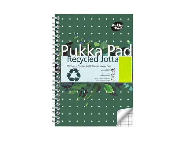 Notitieboek Pukka Jotta A5 ruit 5x5 55vel/110pagina's 80 gram groen