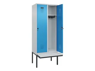 locker met bank,HxBxD 2120x800x815mm,2vak,vak B 400mm,draaigrendel - 1