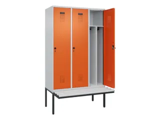 locker met bank,voor scheiding van kleding,HxBxD 2120x1200x815mm,3vak - 1
