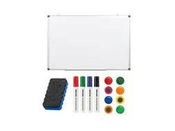 BRASQ Magnetisch Whiteboard 90x60cm Zilver met accessoire set