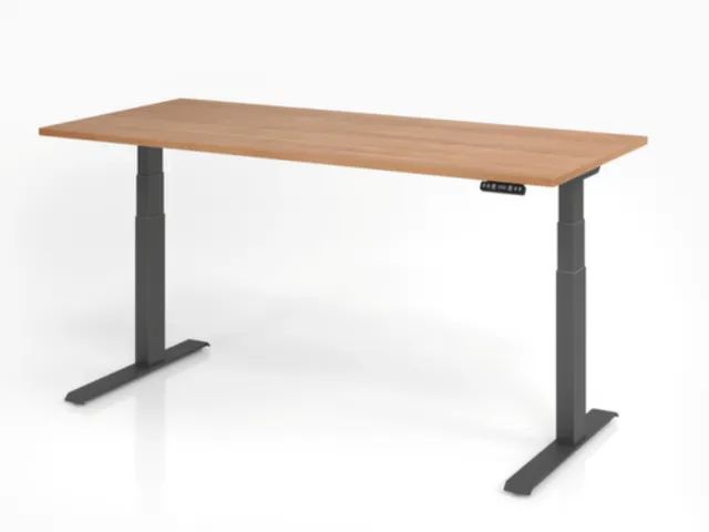 Bureau assis-debout électrique 640-1290x1800x800mm noyer/graphite