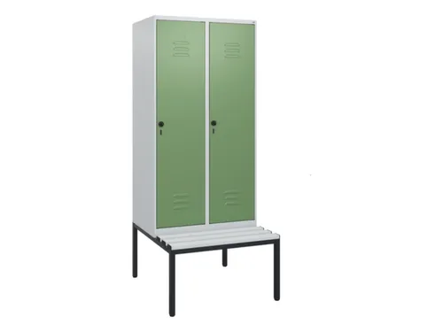 locker met bank,HxBxD 1950x800x815mm,2vak,vak B 400mm,draaigrendel