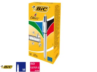 Balpen Bic 4kleuren shine medium zilver - 2