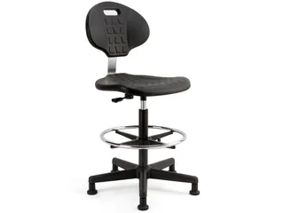 Werkstoel Large Zwart met Glijders Ergonomisch & Stevig - 1