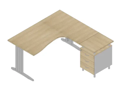 bureauset bureau staand ladeblok rechts 730x1600x1650mm C-voet eiken