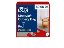 Bestekpochette Tork LinStyle 1-laags 50st duurzaam rood 509604