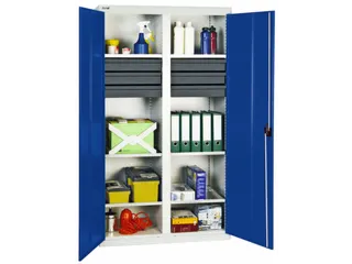 Materiaalkast 1800x1000x500mm 6legborden Uitschuifbaar 6laden Ral5010 - 1