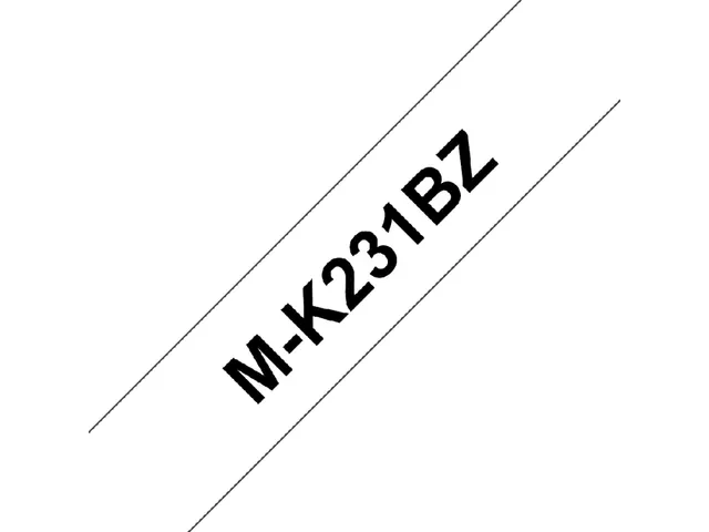 Labeltape Brother P-touch M-K231 ongelamineerd 12mm zwart op wit