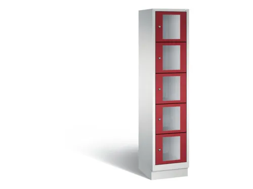 Lockerkast 1800x420x500mm 1x5 vakken Cilinderslot, Sokkel, RAL3003