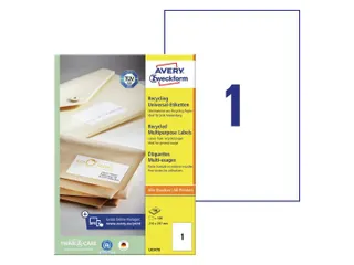 Etiket Avery Zweckform LR3478 210x297mm A4 recycled Wit 100 stuks - 1