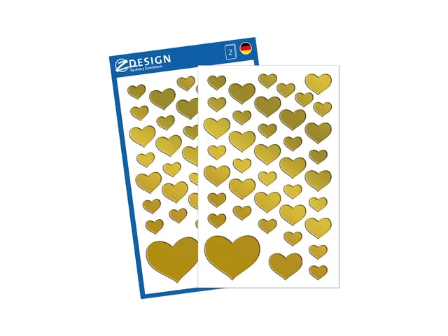 Folie etiket Z-design Creative gouden hartjes
