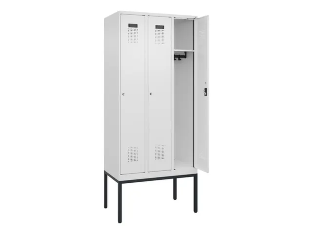 locker,HxBxD 2120x900x500mm,3vak,vak B 300mm,cil.-slot,voetonderstel