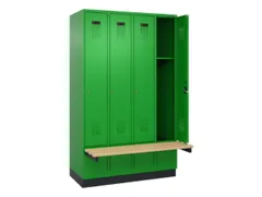 locker met bank,HxBxD 1950x1200x815mm,4vak,vak B 300mm,cilinderslot