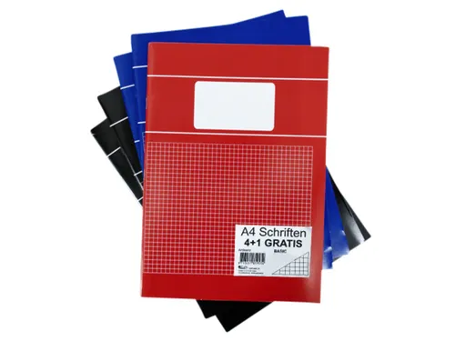 Schrift SOHO Basic A4 ruit 5x5mm 80 pagina's 60gr assorti 5 stuks