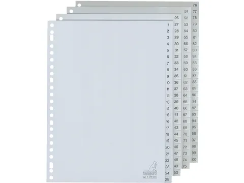 Tabbladen Kangaro A4 23-Gaats G4100CM 1-100 Genummerd Grijs Pp
