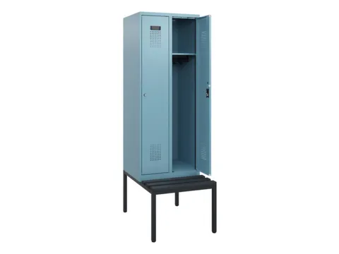 locker met bank,HxBxD 1950x600x815mm,2vak,vak B 300mm,cilinderslot