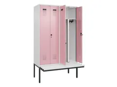 PBM-locker met bank,HxBxD 2120x1200x815mm,4vak,vak B 300mm
