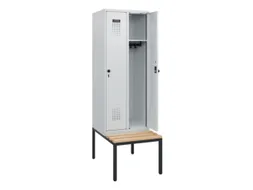 locker met bank,HxBxD 1950x600x815mm,2vak,vak B 300mm,draaigrendel