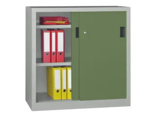 schuifdeurkast,HxBxD 1000x1000x500mm,RAL7035,front RAL6011 - 2