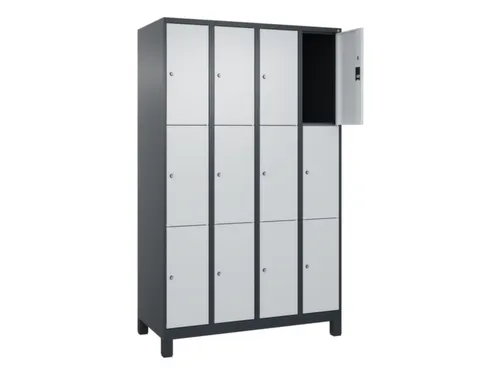 lockerkast,HxBxD 1950x1200x500mm,4x3vakken,vak B 300mm,cil.-slot