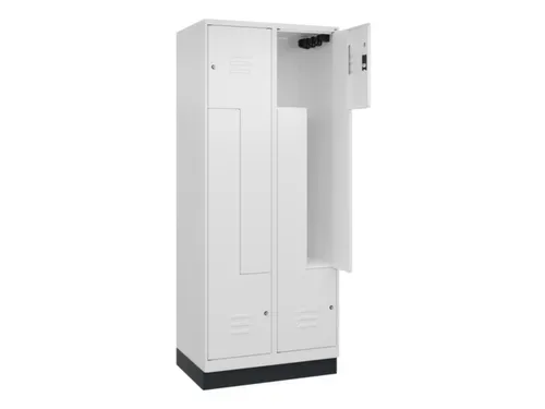Z-garderobekast,HxBxD 1950x800x500mm,vak B 200/400mm,cil.-slot,sokkel