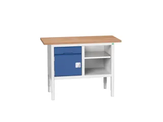 werkbank,HxBxD 830-930x1250x600mm,multiplexblad,uitrusting: 1lade,kast - 1