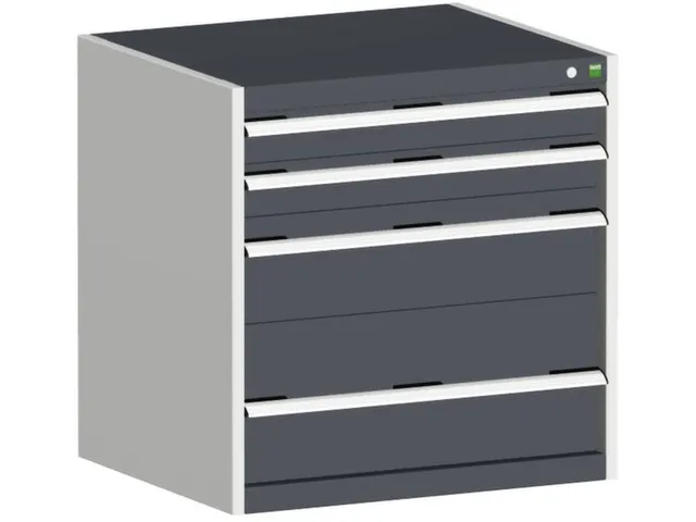 ladekast HxBxD 800x800x750mm 4laden romp RAL7035 front RAL7016