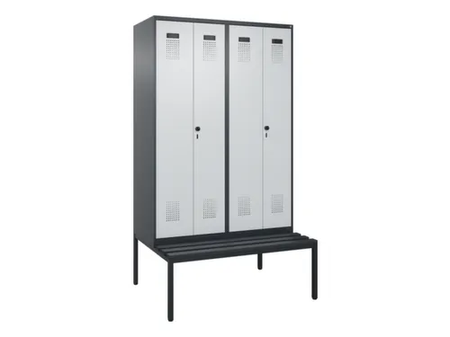 PBM-locker met bank,HxBxD 2120x1200x815mm,4vak,vak B 300mm
