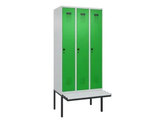 locker met bank,voor scheiding van kleding,HxBxD 2120x900x815mm,3vak - 2