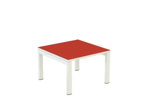 Bijzettafel 400X600X600Mm Vierkant Rood 4Voeten Wit Vierkante Buis