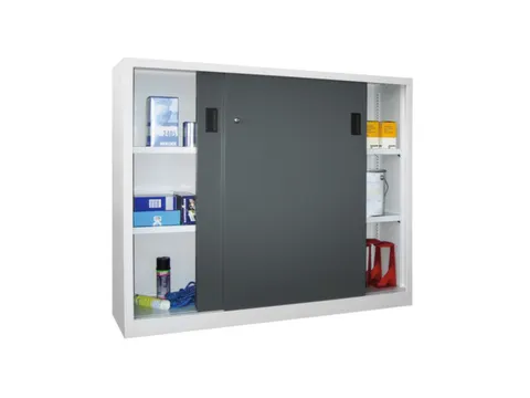 schuifdeurkast,HxBxD 1200x1500x400mm,RAL7035,front RAL7016