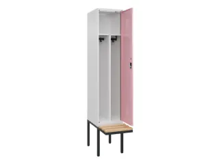 locker met bank,voor scheiding van kleding,HxBxD 2120x400x815mm,1vak - 1