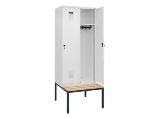 locker met bank,HxBxD 2120x800x815mm,2vak,vak B 400mm,draaigrendel - 2